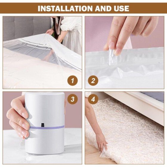 Two vacuum mattress storage bags, measuring 220 x 100 cm, are reusable, waterproof, and can also be used to store down comforters, clothing, pillows, etc.